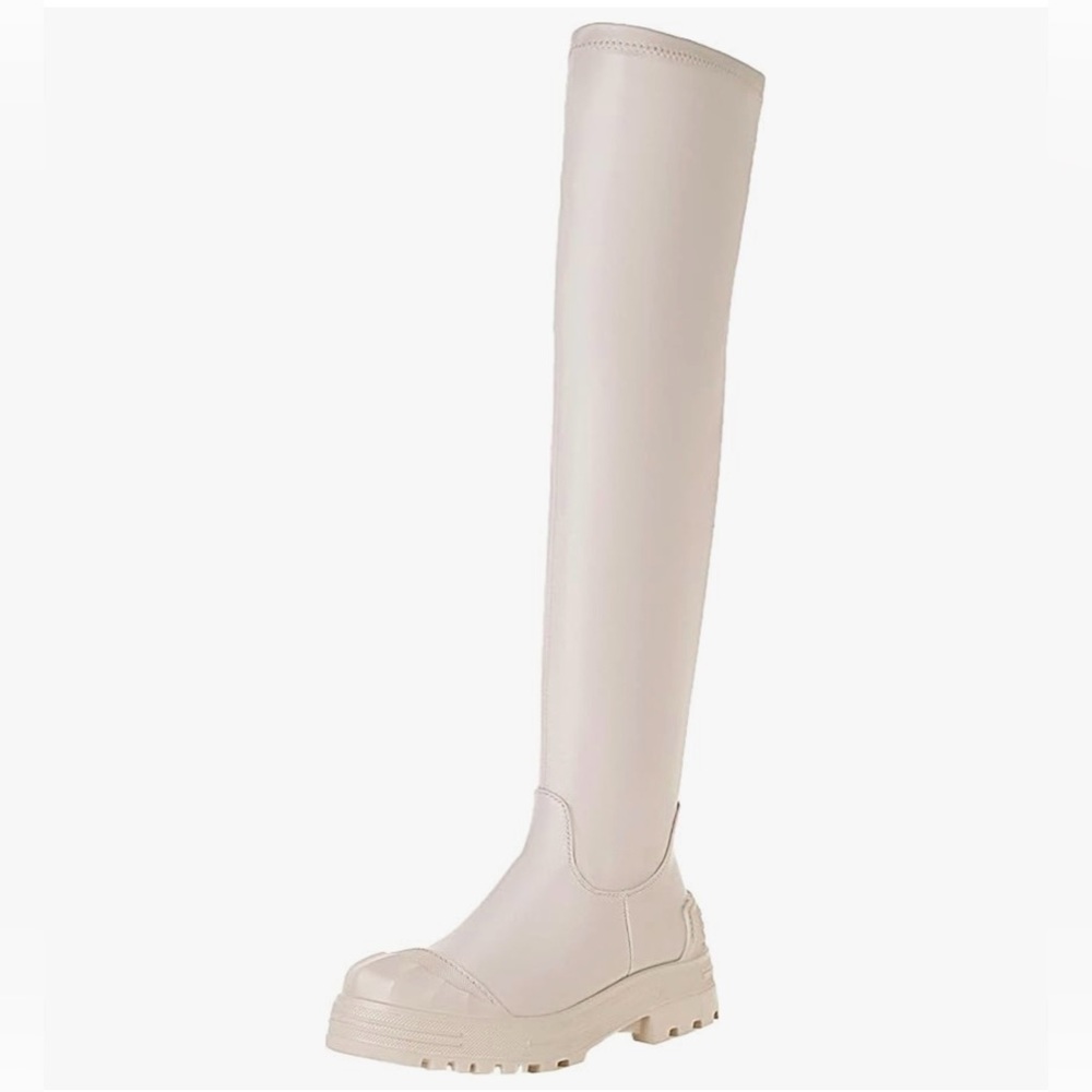 Elegant Cream Knee-High Women's Boots